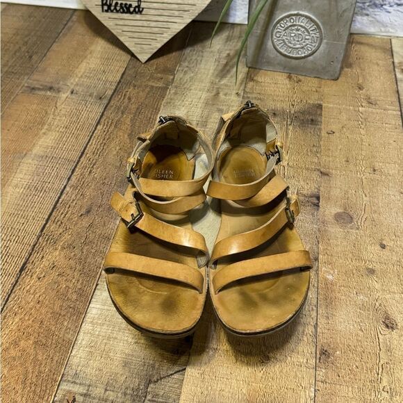 Eileen fisher tan leather sandals size 8 - Picture 5 of 9